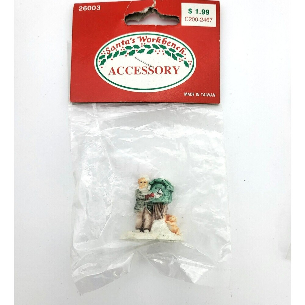 Santas Workbench Accessory Christmas Village Miniature Mailbox Boy Letter Puppy